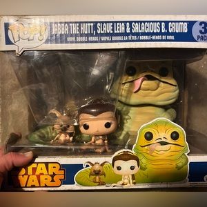 Brand New POP! JABBA THE HUTT, SLAVE LEIA & SALACIOUS B. CRUMB 3 PACK